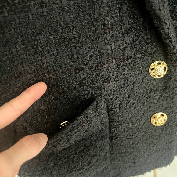 Zara tweed black cropped vest with gold buttons Sz S - Picture 9 of 11